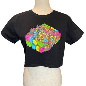 Meow Wolf Neon Print 3D Logo Cropped T-Shirt